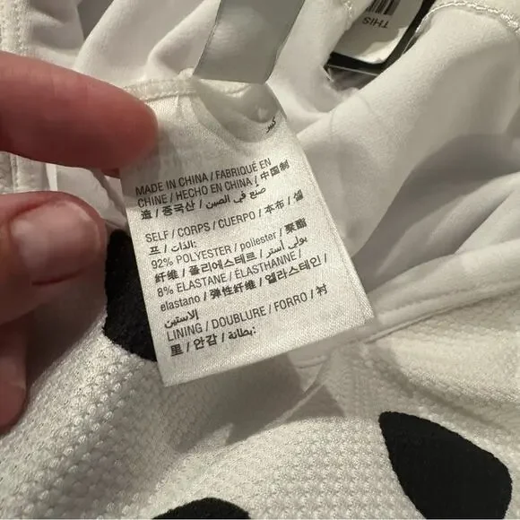 NWT Bar III White & Black Polka Dot Swimsuit One Piece Plunging Neck Size Large - Picture 8 of 10